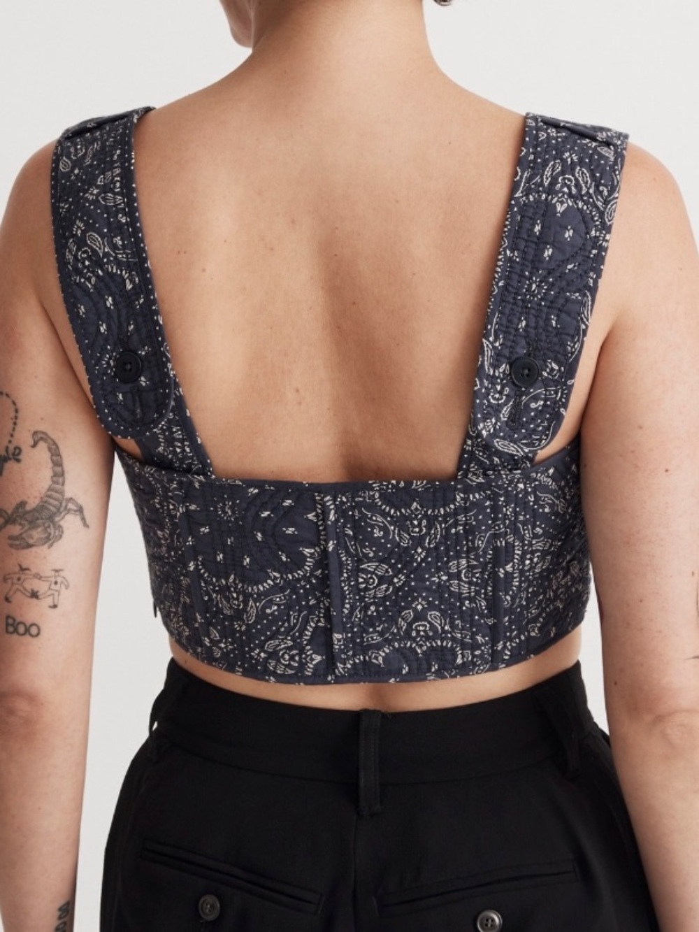 Madewell NWOT Quilted Sweetheart Crop Top, Size 6 - Picture 6 of 7